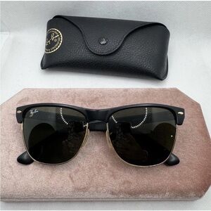 Ray-Ban RB4175 Clubmaster 57mm Matte Black Gold Green Lens Sunglasses
